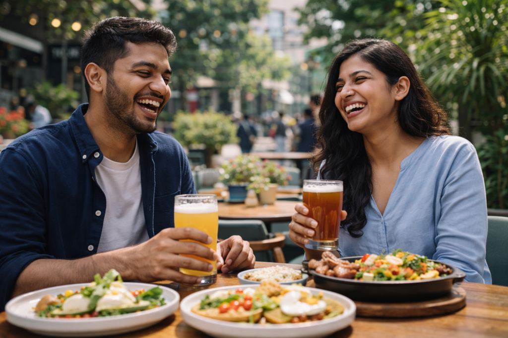 Enjoying guilt-free brunch in Indiranagar after a raise