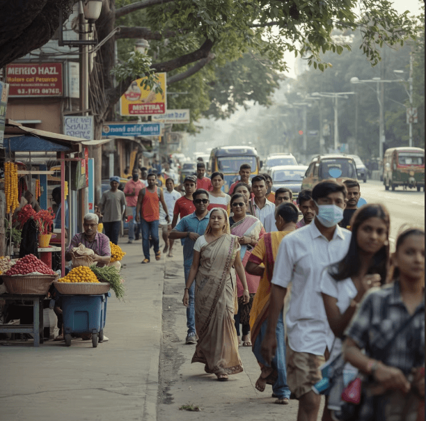 Heavy Bangalore traffic near metro station, illustrating daily commute challenges for tech employees